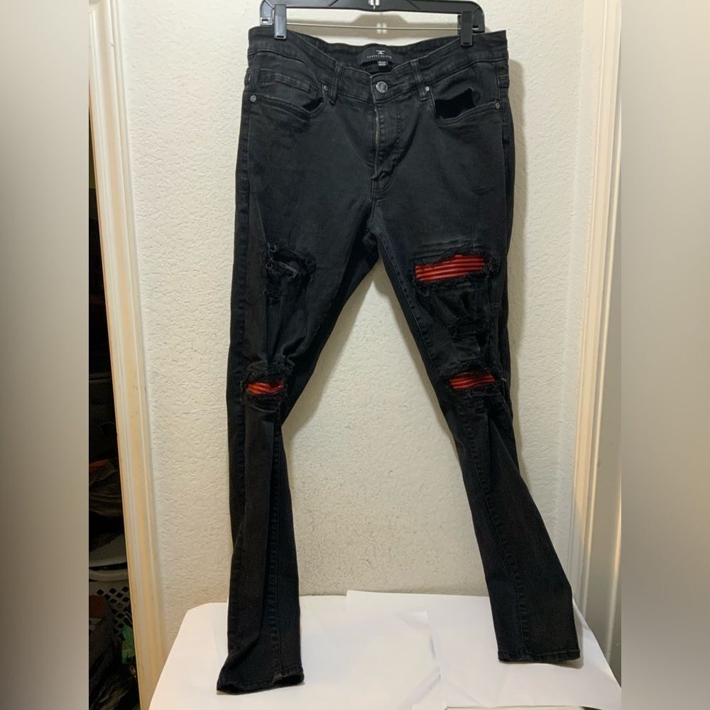 Legacy Edition  black Jeans with red patch 34x34
